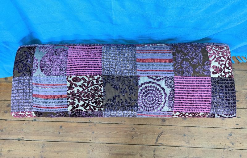 Purple Velvet Patchwork Bench - Image 4