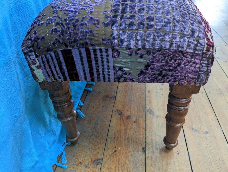 Purple Velvet Patchwork Bench - Image 2